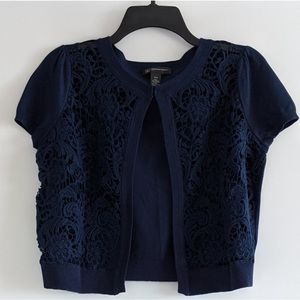 🎉INC cropped crochet-lace bolero